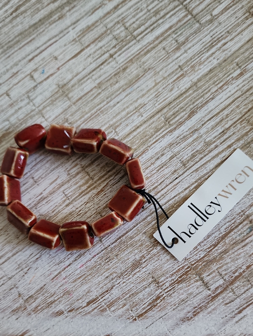 Red Ceramic Bead Stretch Bracelet